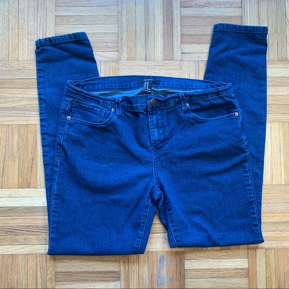 Forever 21 Skinny Dark Wash Stretchy Jeans - Picture 5 of 5
